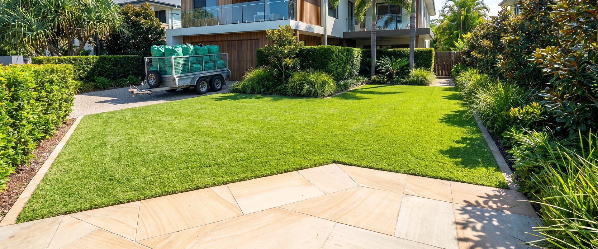 Professional garden cleanup services at a Gold Coast home
